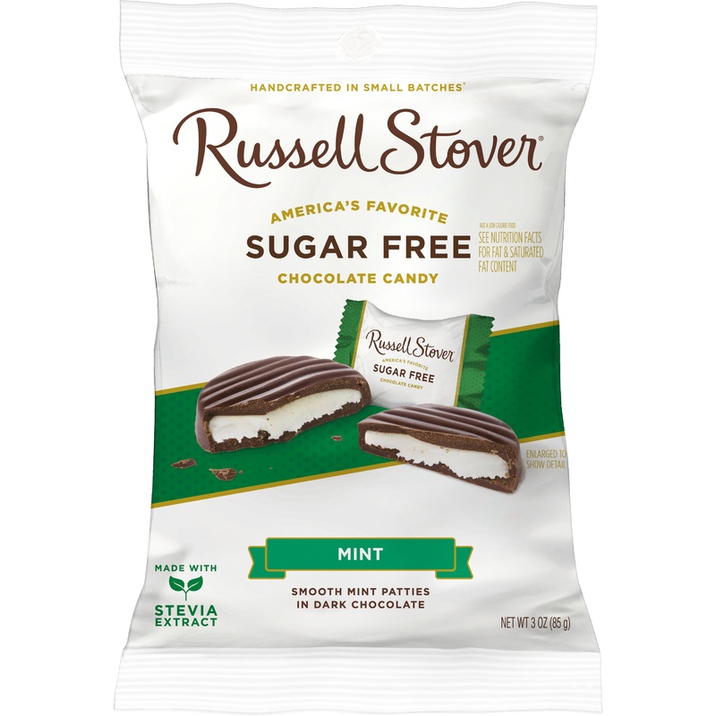 Russell Stover Sugar Free Dark Chocolate Mint Pattie 3oz bag