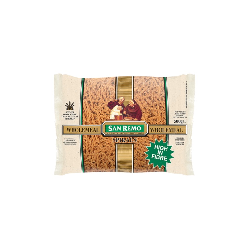 SAN REMO WHOLEMEAL SPIRALS 500G PACK