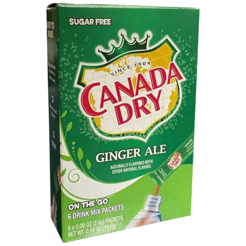 Canada Dry Ginger Ale Sugar Free Singles to Go Drink Mix 6 Pack – 0.54oz (15.6g)