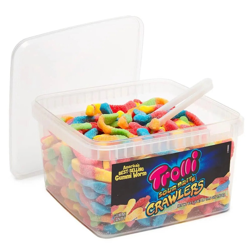 Trolli Sour Brite Crawlers Gummy Worms – Large: 63.5-Ounce Tub