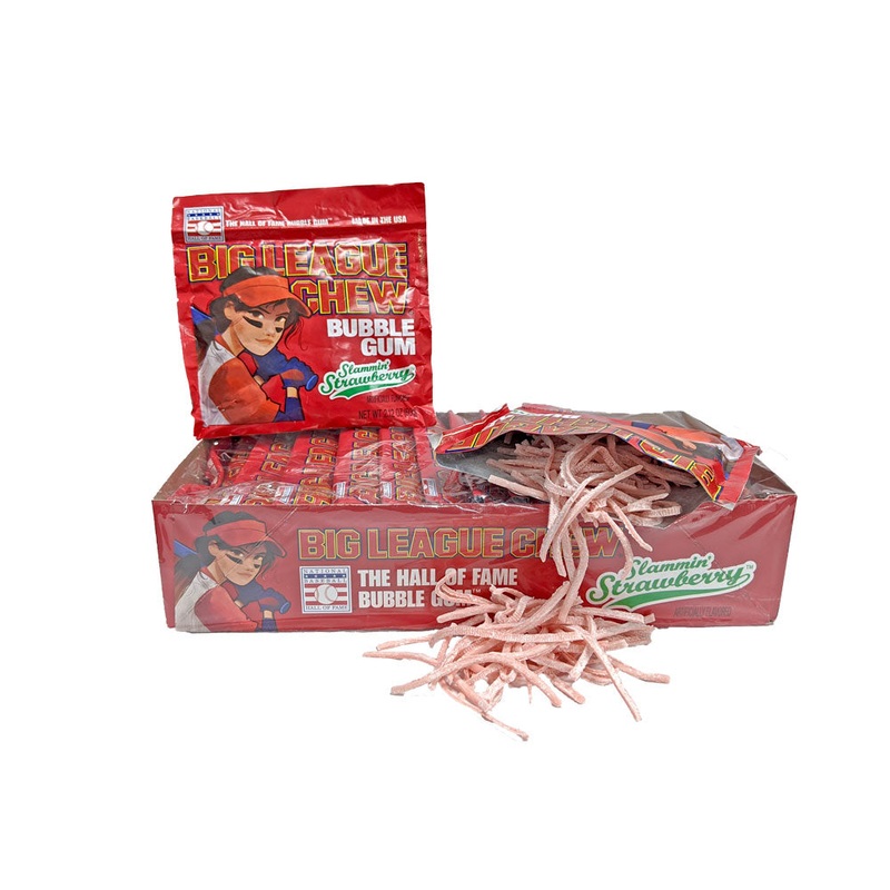 Big League Chew Gum Strawberry 2.12oz pack or 12ct box 2.12oz pack