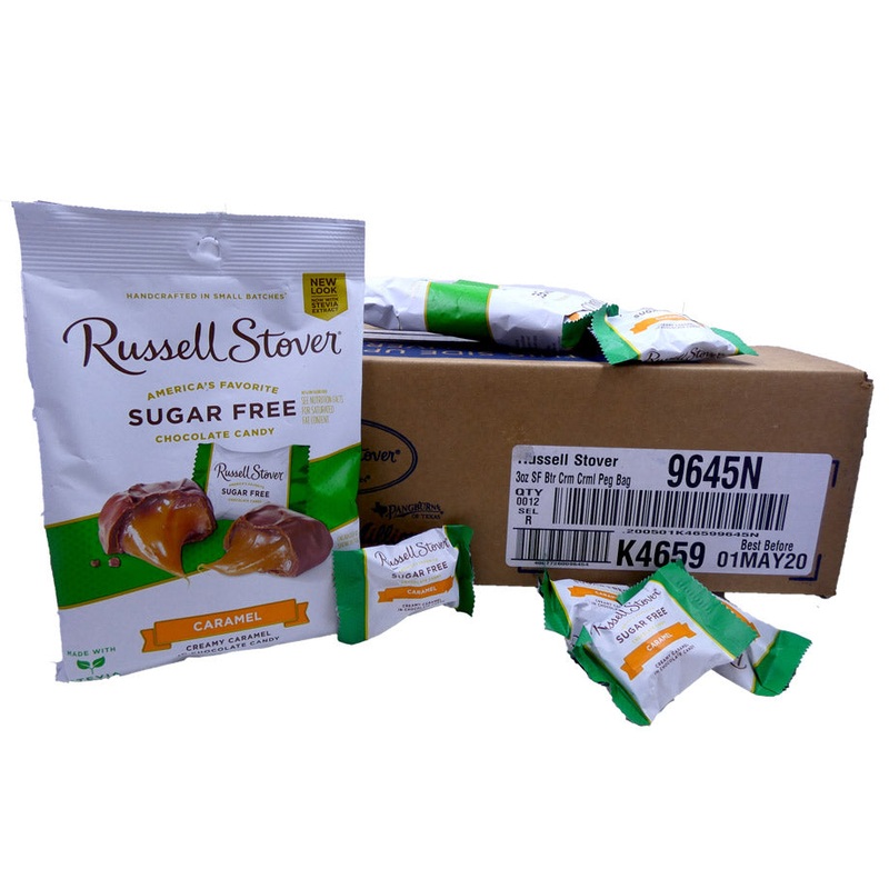 DISCONTINUED ITEM – Russell Stover Sugar Free Creamy Caramel 3oz Bag or 12 Count Box 3oz Bag
