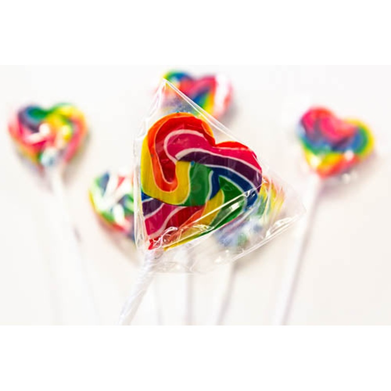 Rainbow Mini Swirl Heart Lollipops