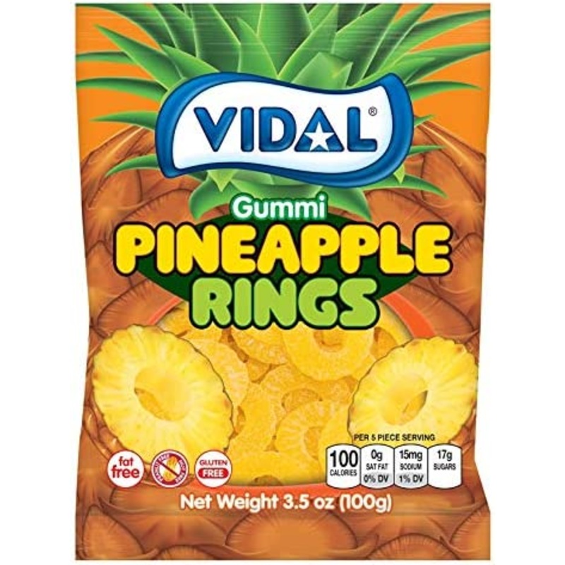 Vidal Gummi Pineapple Rings Peg Bag 3.5oz X 14 Units