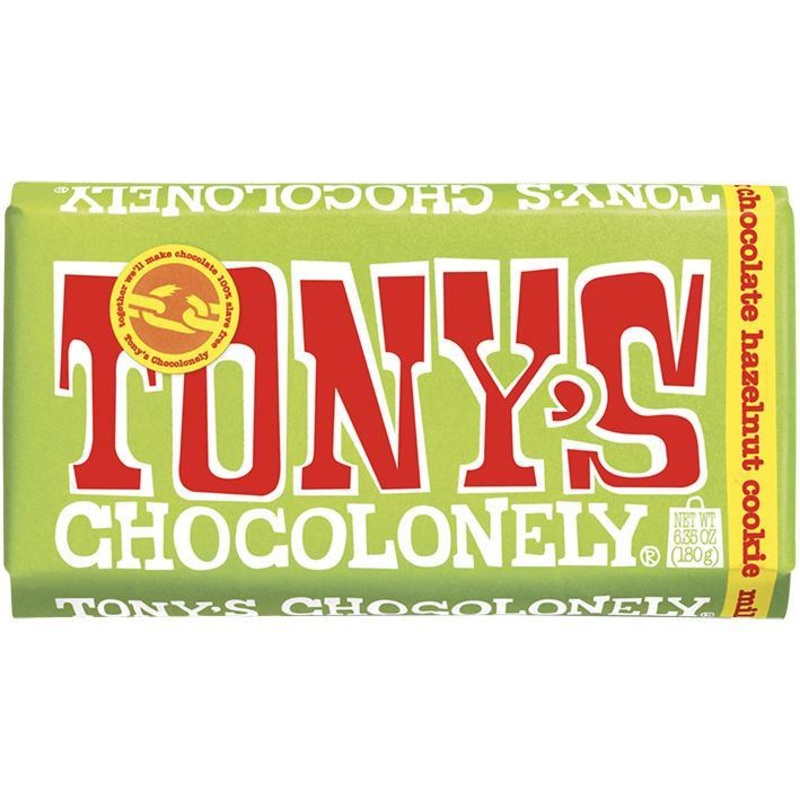 Tonys Chocolonely  32% Milk Chocolate Hazelnut Cookie  6oz Bar