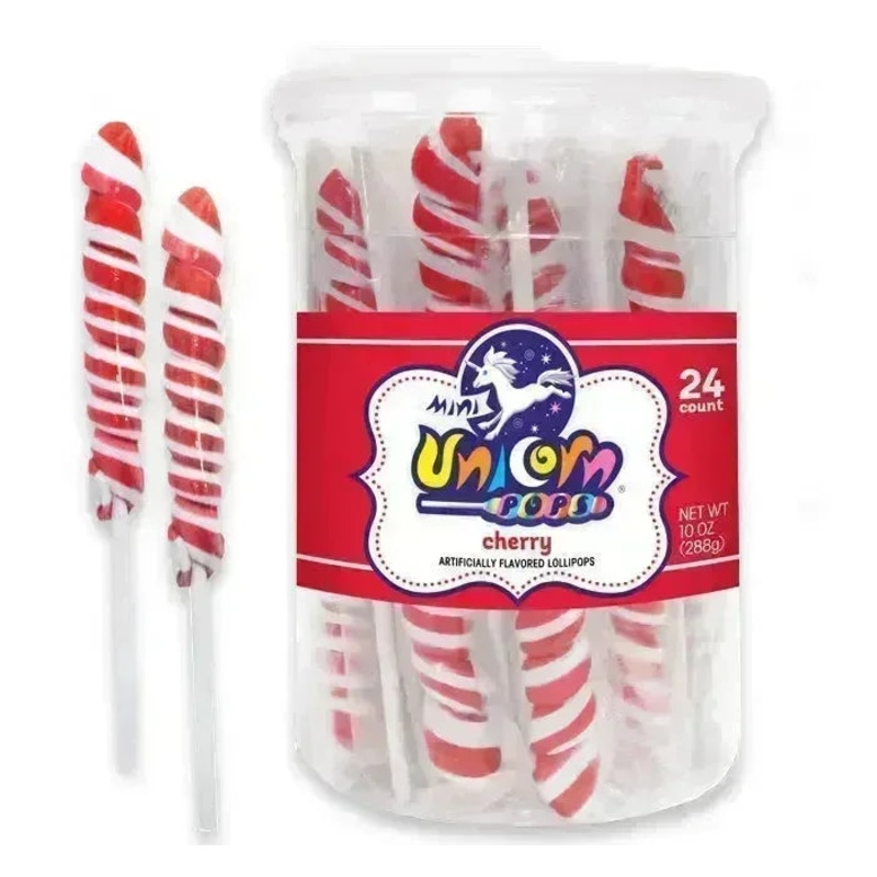 Unicorn Pops Twist Suckers – Red: 24-Piece Jar