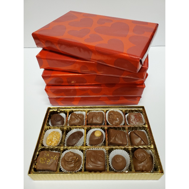 Wrapped Gift Box – Assorted Chocolates Half Pound -15 Piece Milk Chocolate Only