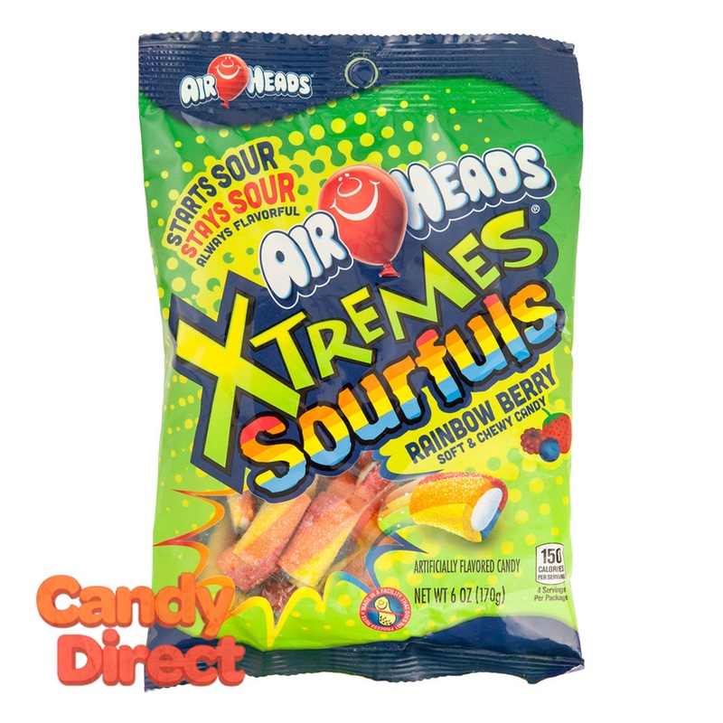 Airheads Xtremes Sourfuls Rainbow Berry Bites 6oz Peg Bag – 12ct