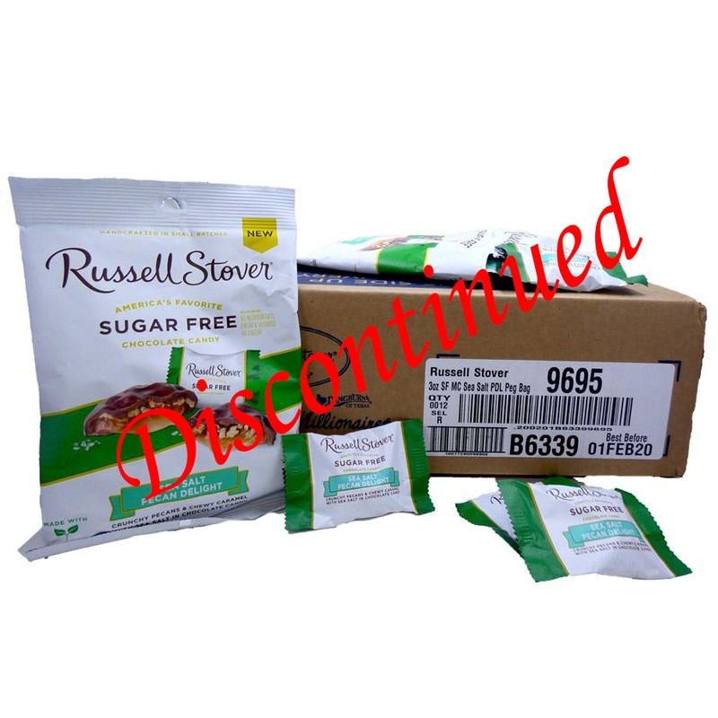 DISCONTINUED ITEM – Russell Stover Sugar Free 3 oz Bag Pecan Delight Sea Salt 12 Count Box