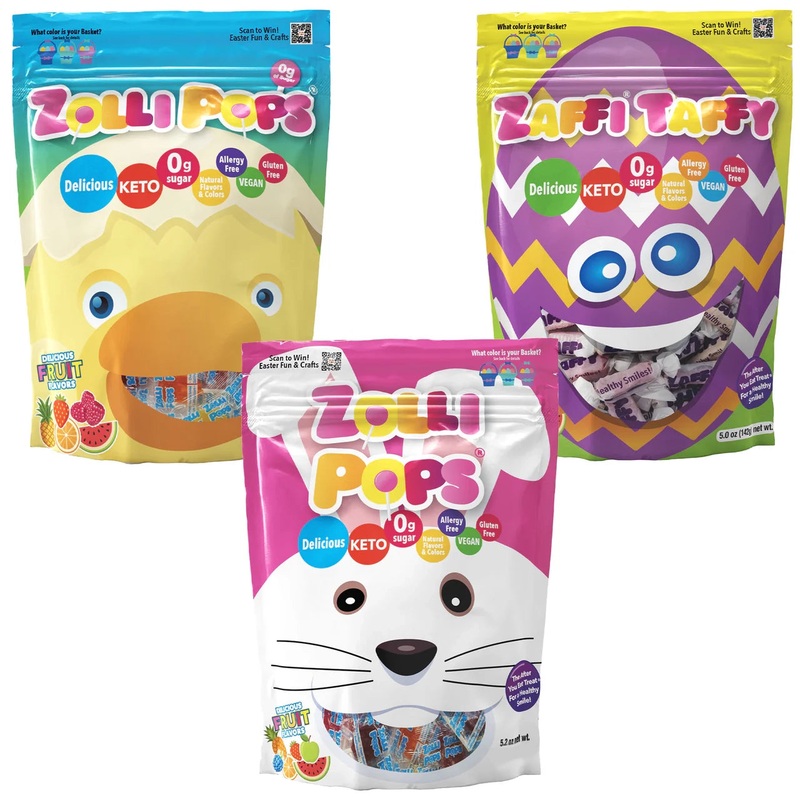 Zolli Spring Easter Sugar Free Lollipops and Taffy Bundle