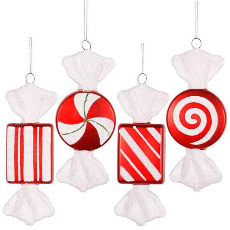 Assorted Peppermint Candy Ornaments – 6 Inch: 4-Piece Box