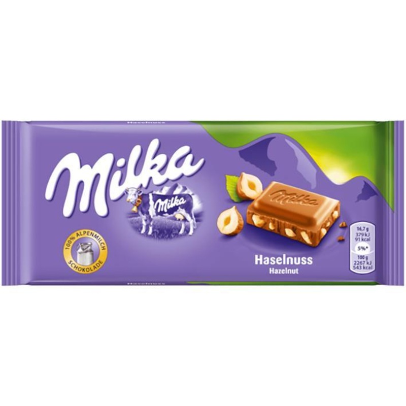 Milka Haselnuss (Hazelnut Pieces)  90g Bar
