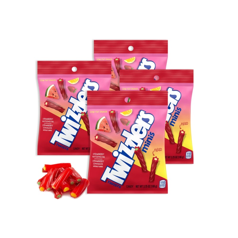 Twizzlers Twists Minis Filled Strawberry Watermelon Lemonade 4 Pack