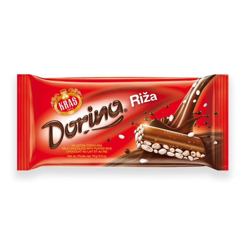 Dorina Riza, Milk Chocolate with Puffed Rice, 75g