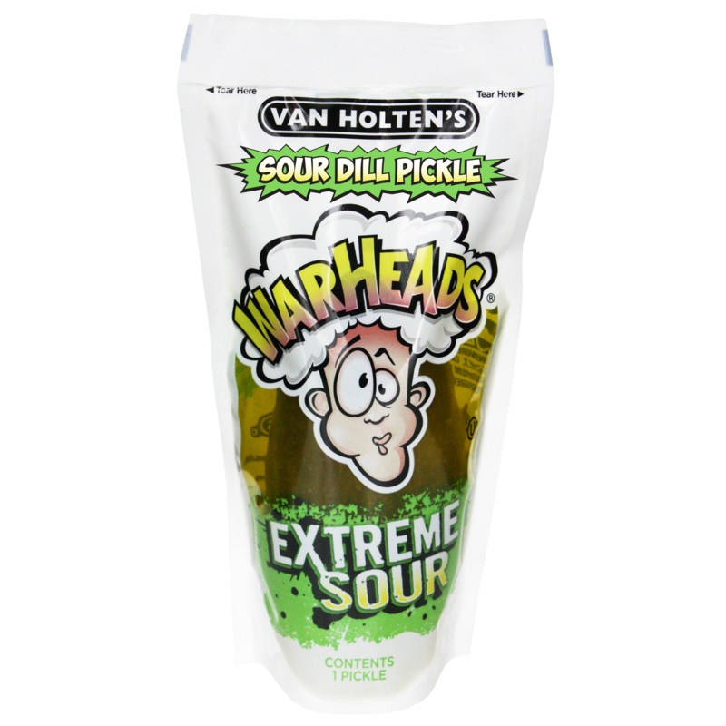Van Holten’s Pickle-In-A-Pouch Jumbo Warheads Extreme Sour Single or 12ct case Single Pickle