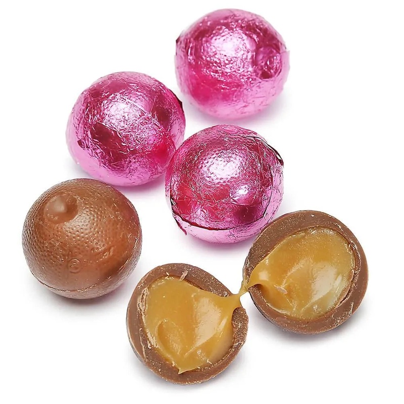 Palmer Foiled Caramel Filled Chocolate Candy Balls – Hot Pink: 5LB Bag