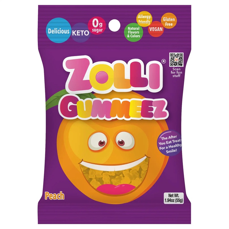 Zolli Gummeez Sugar Free Peach Gummy Bears 1.94oz Bag 1