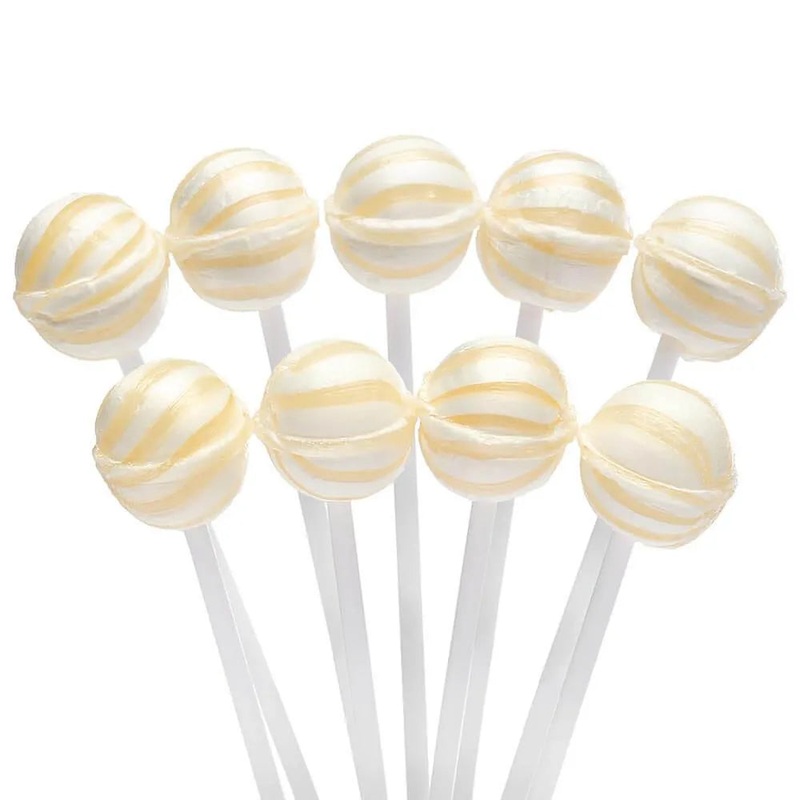 YumJunkie Sassy Spheres Pineapple White Striped Ball Lollipops – Petite: 400-Piece Bag