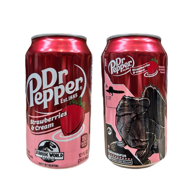 Dr Pepper Strawberries & Cream  Jurassic World: Rebirth Limited-Edition Can 355 ml