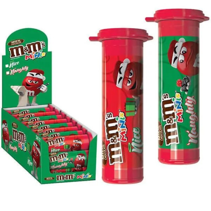 Christmas M&M’s Minis Naughty or Nice Candy Tubes: 24-Piece Box