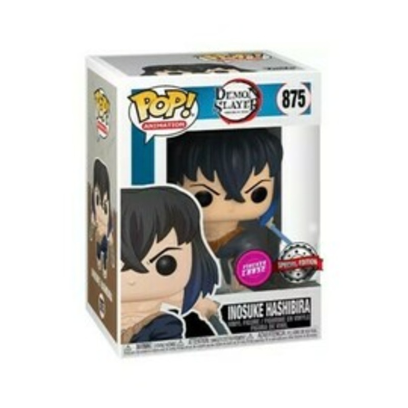 Funko Pop! Animation: Demon Slayer – Inosuke Hashibira (Flocked Chase) #875 (Special Edition) (Signed)