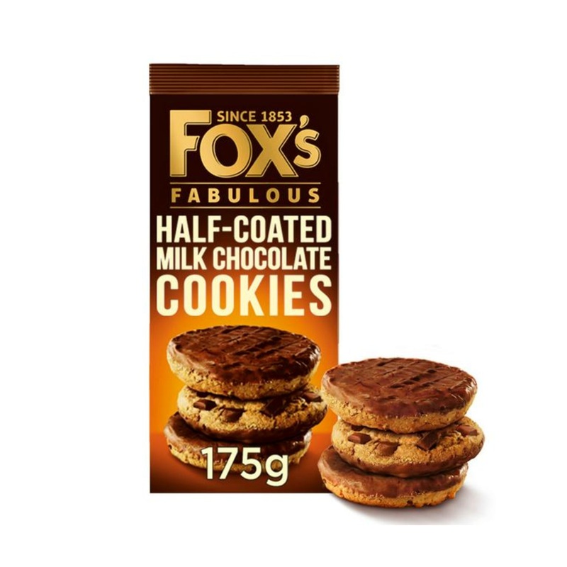 FOXS HALF COATED CHUNK COOKIE 175G UNIT