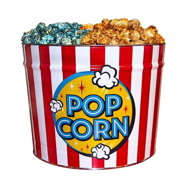 2 Gallon Popcorn Tin – Pick Three Flavors Freshly Popped Popcorn