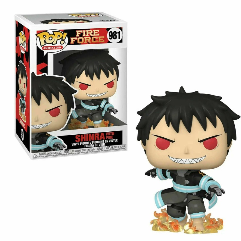 AUTOGRAPHED By Derick Snow Funko Pop! Animation: Fire Force – Shinra with Fire #981 (PM Cert, WT45708)