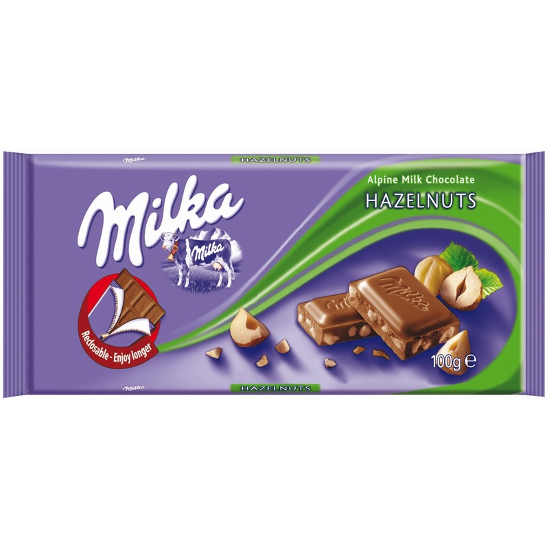 Milka Milk Chocolate with Hazelnuts, 90g