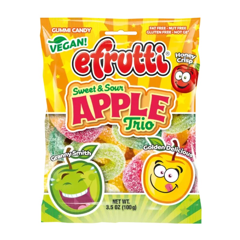 Efrutti Apple Trio Peg Bag 3.5oz X 12 Units