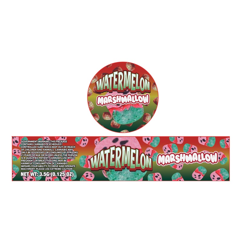 Watermelon Marshmallow 3.5g Glass Jar Holographic Labeling/Stickers Only 25