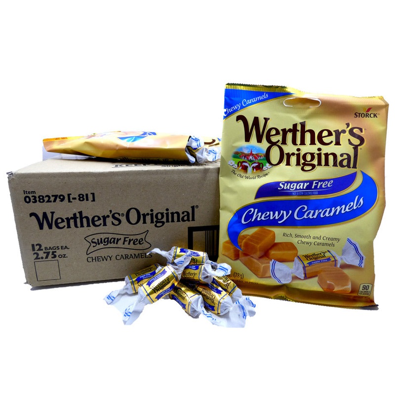 Werther’s Original Sugar Free Chewy Caramel 2.75 oz Bag or 12 Count Box 2.75oz Bag