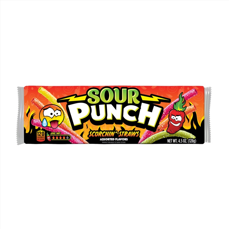 Sour Punch Straws Scorchin Straws 4.5oz Tray or 12ct Box 4.5oz Tray