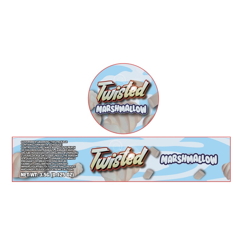 Twisted Marshmallow 3.5g Glass Jar Holographic Labeling/Stickers Only 25
