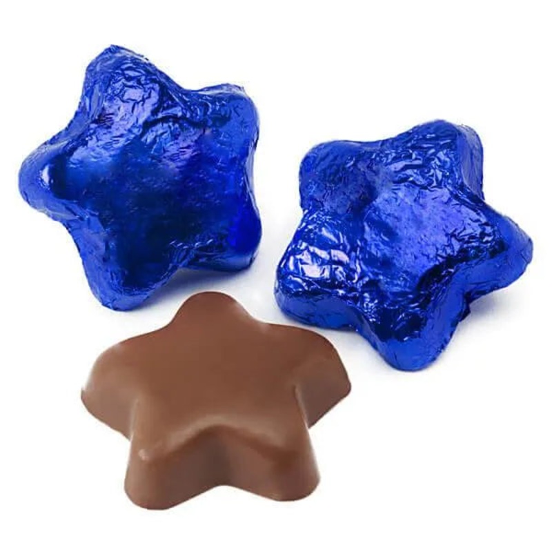 Madelaine Foiled Milk Chocolate Stars – Blue: 5LB Bag
