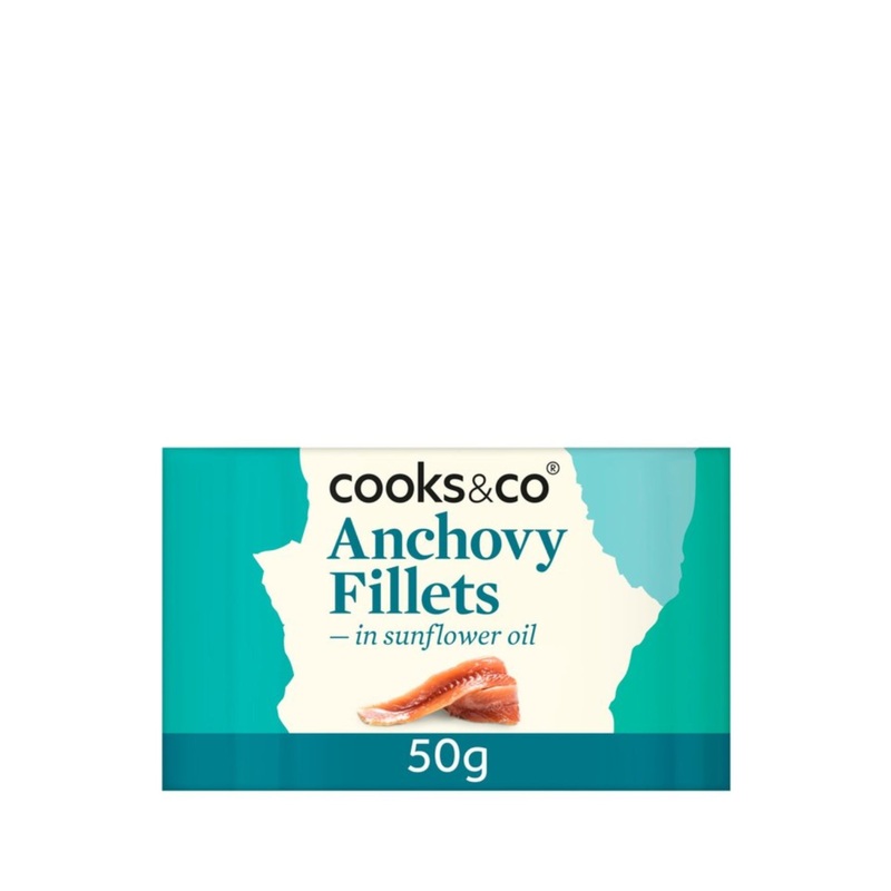 COOK&CO ANCHOVIES FILLETS IN SUNFLOWER OIL 50G UNIT