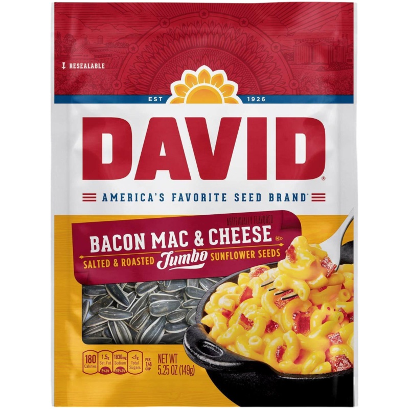 David’s Jumbo Sunflower Seeds Bacon Mac & Cheese Flavour – 5.25oz (149g)