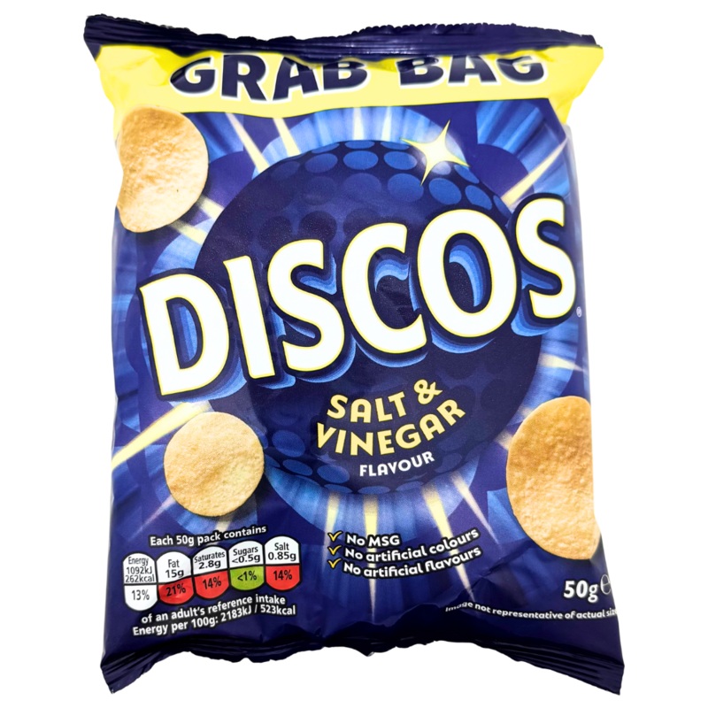 Walkers Discos Salt & Vinegar Chips (UK) – 50g