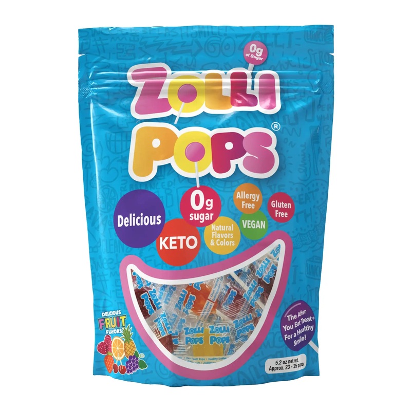 Zollipops Sugar Free Lollipops Assorted Fruit (3 Sizes) Family Size (5.2oz)