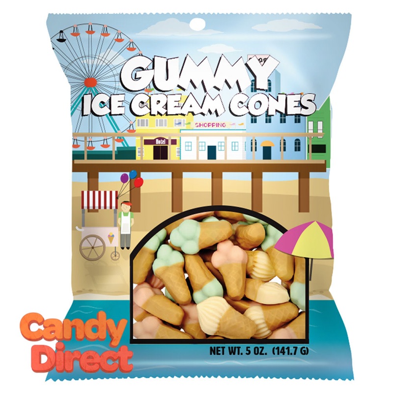 Amusemints Gummy Ice Cream Cones 5oz Peg Bag – 12ct