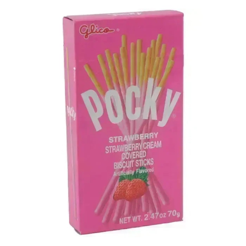 Pocky – Strawberry Cream Covered Biscuit Sticks Packs: 10-Piece Box