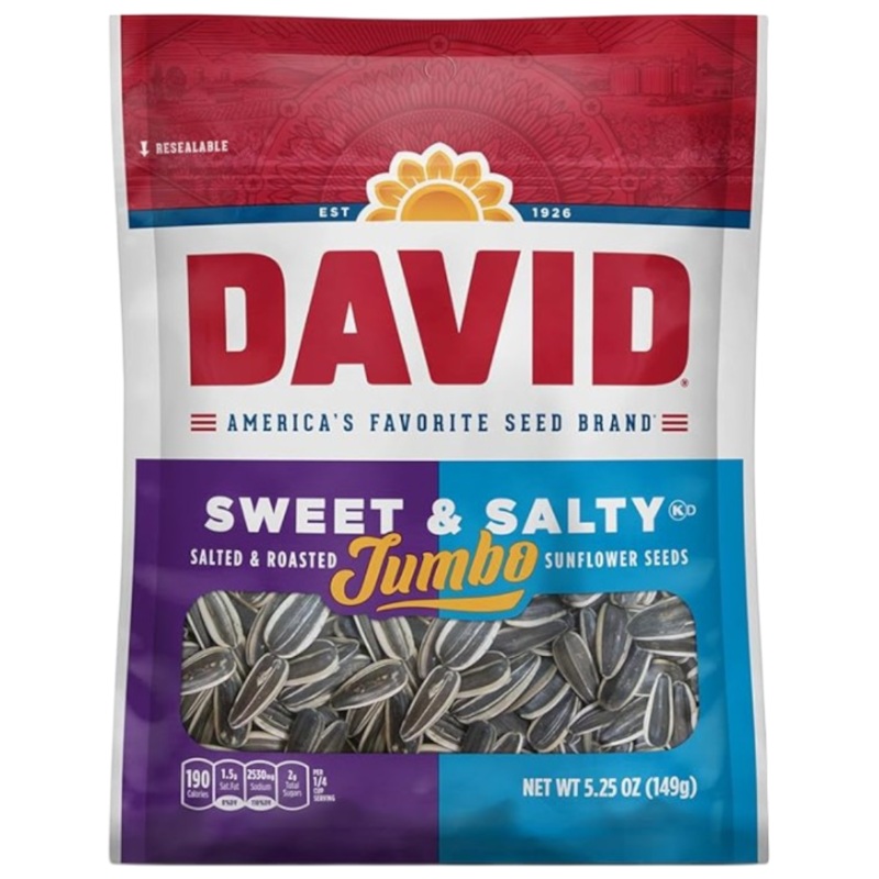 David’s Jumbo Sunflower Seeds Sweet & Salty Flavour – 5.25oz (149g)